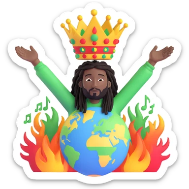 A rasta man bigging up di whole world 🌍🔥🤲🏾, reggae vibes 🎶, love and unity ✨💛💚❤️, every nation stand strong 🇯🇲🌐👑. sticker