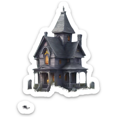 Romantically overgrown Haunting graveyard field Victorian mansion birdhouse  sticker