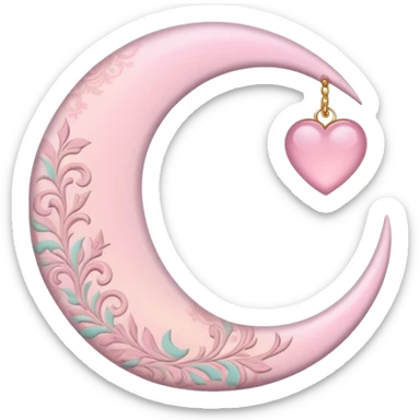 Rosy romantic pastel crescent damask moon sticker