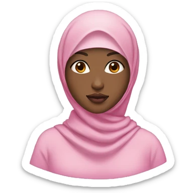 make a girl with hijab fair skin and black eyes pink lips sticker