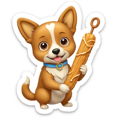Un perrito viendo con hambre un churro sticker