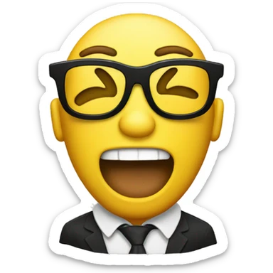 yellow smiley emoji with buck teeth, freckles, wearing black glases sticker