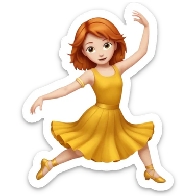 A girl with ginger hair doing dance sticker