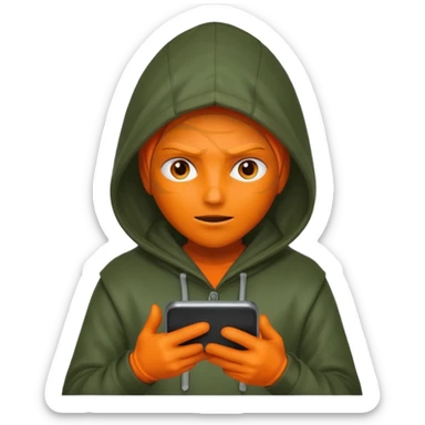 hooded-on-their-phone-making-money orange skin sticker