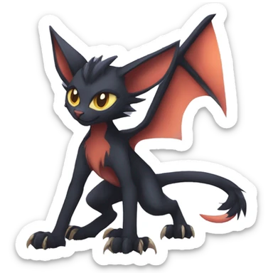 Black edgy Noivern-Zorua-Litten-Sphynx-Lykoi-Caracal-cat-Fakemon full-body sticker