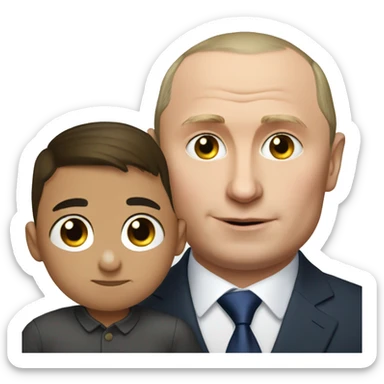 Putin hugging Armenian boy with big eyebrows sticker