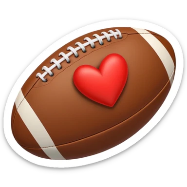 A rugby ball with a red heart next to it  sticker