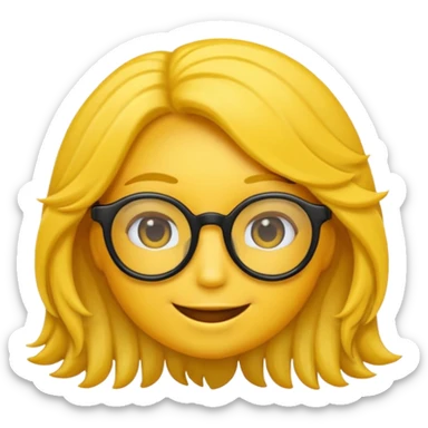 Realiza un emoticon amarillo sonriente, con lentes oscuros y cabello rizado negro sticker