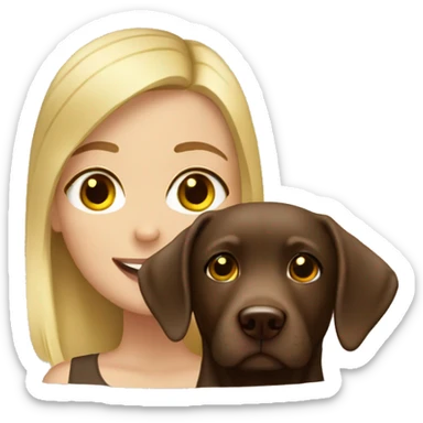 Blonde girl with chocolate Labrador sticker