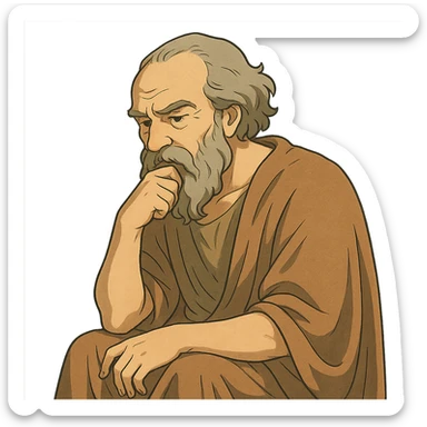ghibli style illustration of a philosopher in deep thought sticker