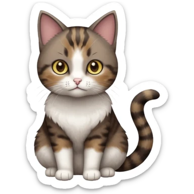 full body small short hair dark brown and white cat with hazel eyes sticker