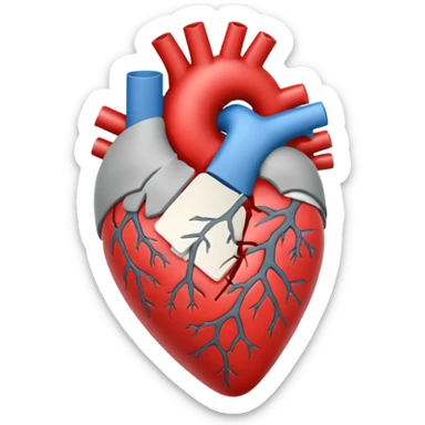 Un corazón humano roto de color gris con grietas  sangrando y expulsando sangre rodeado de vendas y tiritas que se despegan sin hacer efecto sticker