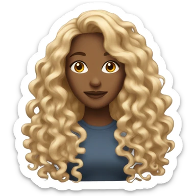Gorgeous light brown woman with blonde long curly hair  sticker