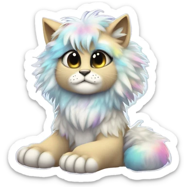 Furry, sparkle, iridescent, colorful, pastel, edgy, cool, fantasy beautiful, divine, godly, angelic, animal, anthro, full body, fursona, feline sticker