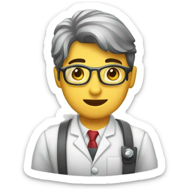 joven con bata de laboratorio sticker