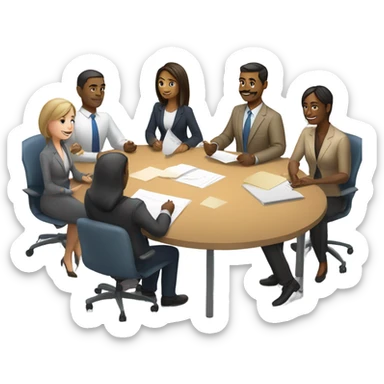 men and women work meeting at a table sticker