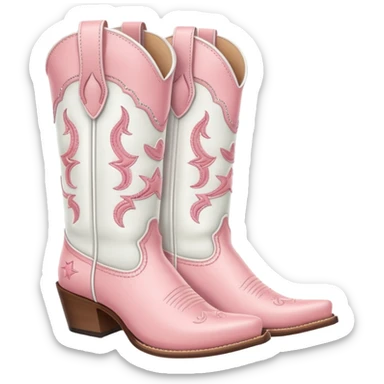 pastel pink and white cowboy boots sticker
