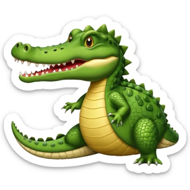 Crocodile with tail over its back with its mouth alittle open sticker
