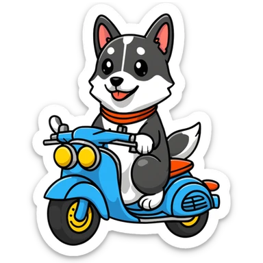dog on a motorcycle sticker