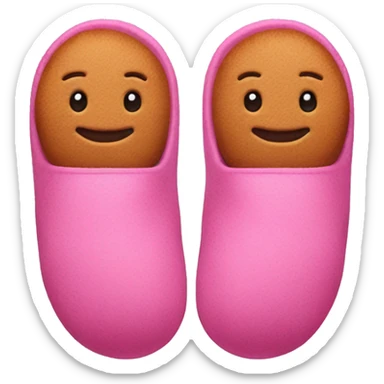 Slippers with pink get and a ginger bread man in them sticker