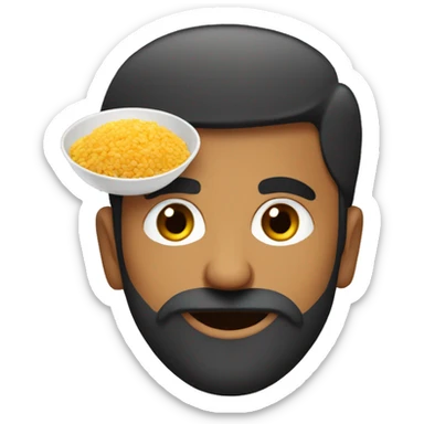 A medium dark punjabi man with a beard eating poha sticker