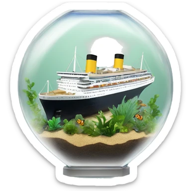 ocean liner in terrarium sticker