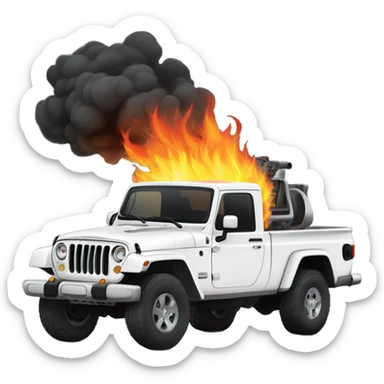 White Jeep gladiator on fire sticker