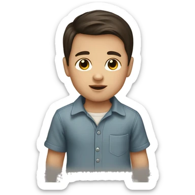 Newborn baby boy with straight dark brown hair  sticker