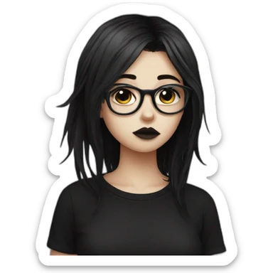 Sad+goth-girl-dark-hair-with-glasses-black-tshirt sticker