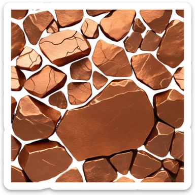 Cinematic Realistic Copper Ore, Warm and earthy, with rich, reddish-brown hues and intricate swirls of natural patterns across the rough, raw surface. The metal catches light with a gentle, glowing shimmer, exuding a rustic, organic charm. Soft glowing outline, capturing the essence of earthy elegance and natural beauty in raw copper ore. sticker