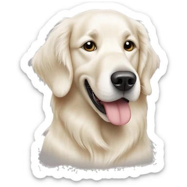 White golden retriever with an espresso martini sticker