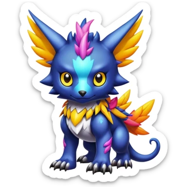 Cute cool colorful dark fantasy-Digimon-animal-hybrid full body sticker