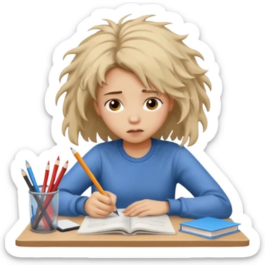 girl student doing homework looking stressed sticker