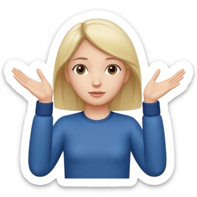 Girl with two hands in front out palms facing upwards and hands in front of her LOWER and her left hand slightly lower than her right hand and hands should face more towards the viewer sticker