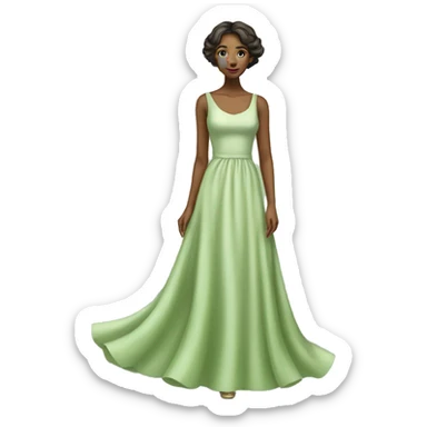 graceful young lady in a light green full-length dress sticker