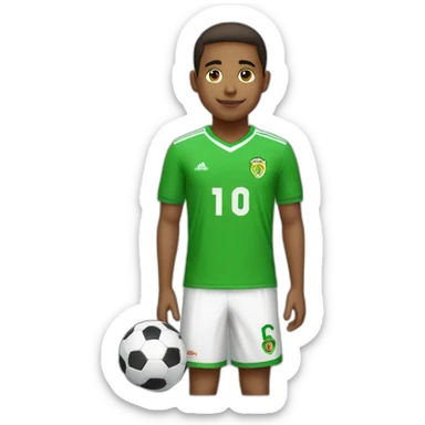 niño jugador de futbol con camiseta verde  sticker