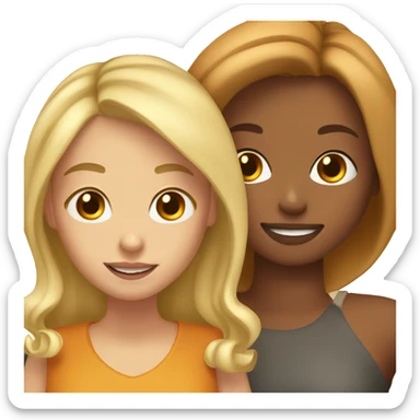 Rusty blonde girl with highlights taking a selfie with her mom sticker