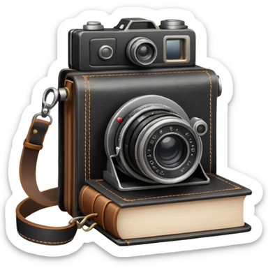 book and camera sticker
