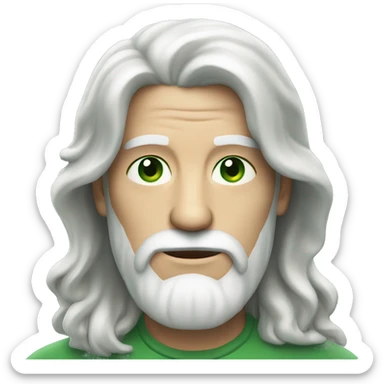 white bearded man with green eyes and long hair sticker