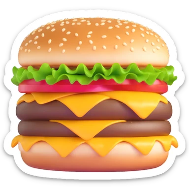 cheeseburger with extra gloss, vibrant toppings, and dramatic lighting sticker