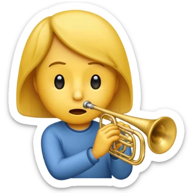 Emoji triste tocando el trombón sticker