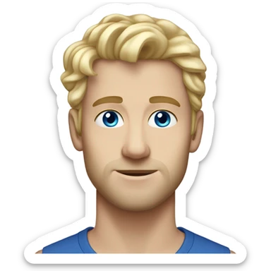 3/4 profile light curl blonde 30yo man blue eyed pale skin sticker