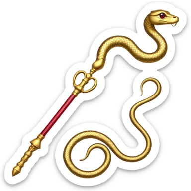 Ancient Egyptian gold snake staff with ruby eyes  sticker