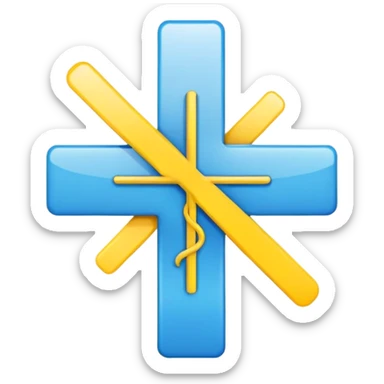 Healthcare symbol with medical cross and Ukrainian colors sticker