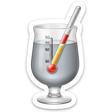 at a 45-degree angle backward and slightly to the right, the thermometer in a glass cup should be gray, like a mercury thermometer, and show 50+>C. sticker