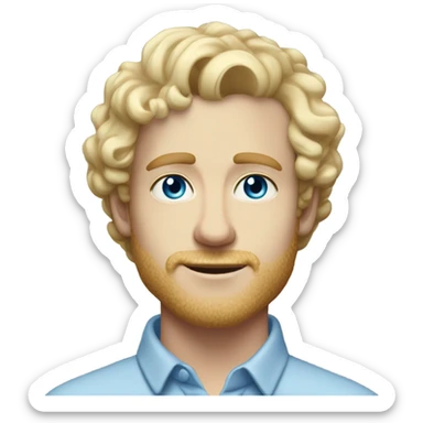 full body light curl blonde 30yo man blue eyed pale skin sticker