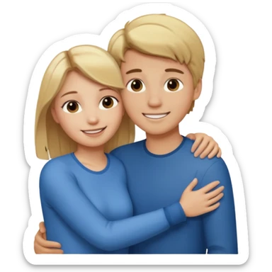 Amour à distance fille blonde et garçon châtain tous les deux clair de peau  sticker