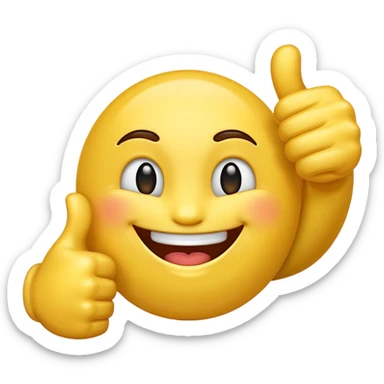 Emoji with a thumbs up grinning  sticker