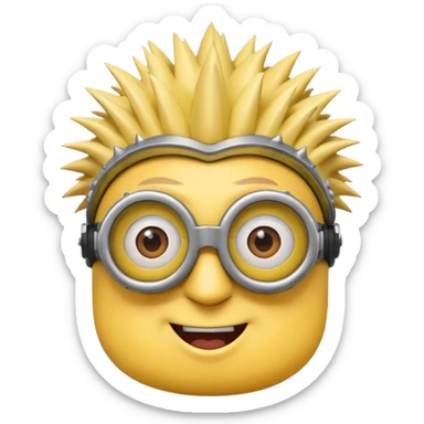 Minion emoji with a round head like normal emojis and a smurk like this emoji but a minion so basically that emoji with the goggles and the hair and not a funny head shape 😏 it should look like an actual minion not a human with African braids and a female minion  sticker