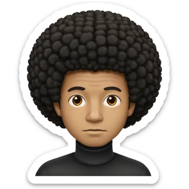  Afro not smiling and black skin color emoji male sticker